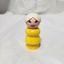Vintage Plastic Fisher Price Little People Grandmother White Hair Yellow  - £5.80 GBP