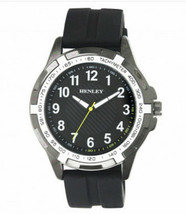 Henley Men&#39;s White Trim Sports Military Analog Quartz Watch H02191.9 Black - £17.73 GBP