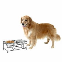 40 Oz Stainless Steel Bowls High Elevated Raised Stand Pet Dog Cat Food Water - £32.41 GBP