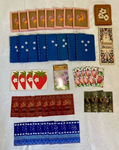 Vintage Lot of Bridge Tally Score Cards Hallmark Felt Homemade - $16.05