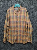 VTG The Territory Ahead Shirt Adult XXL Orange Button Up Long Sleeve Plaid - $37.12