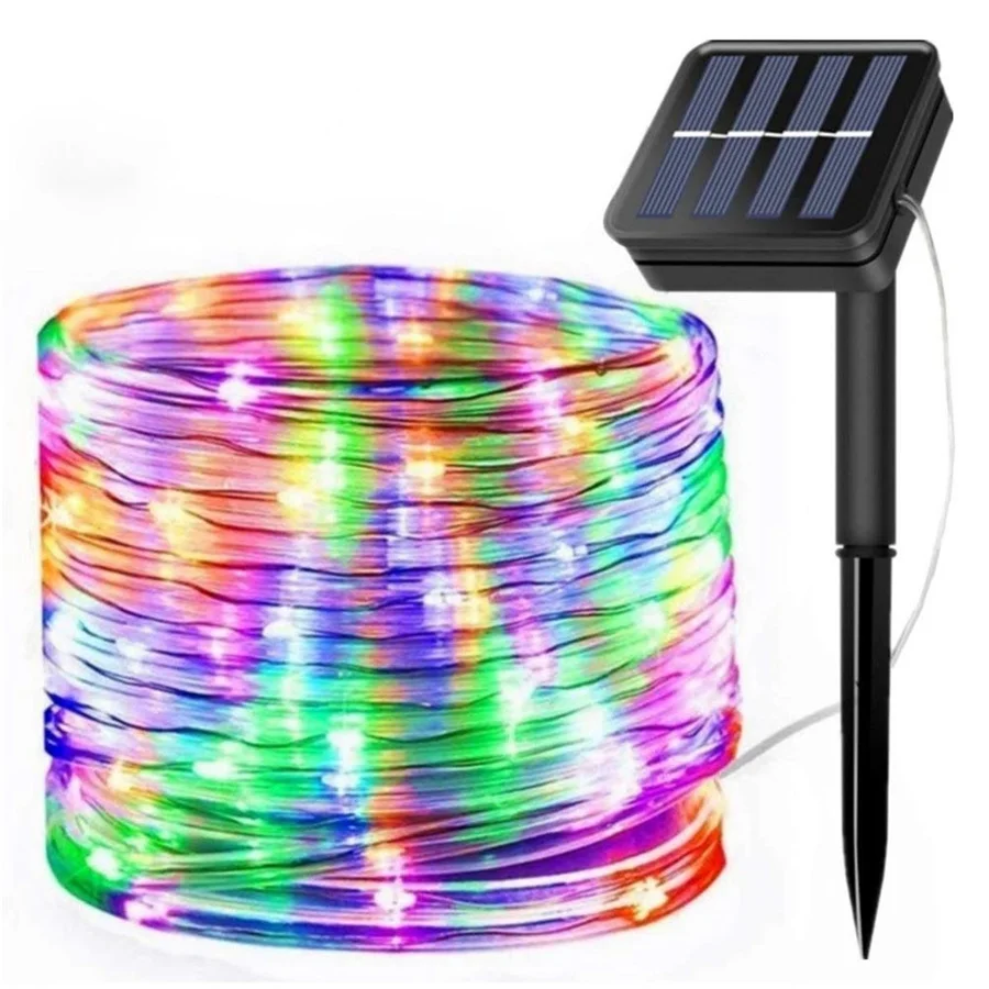 2m 32m solar led rope tube string lights outdoor 8 modes waterproof fairy lights garden thumb200