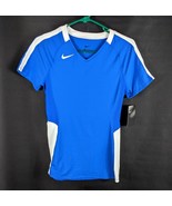 Womens Blue Volleyball Shirt with White Size Medium Fitted Nike - $34.35 CAD