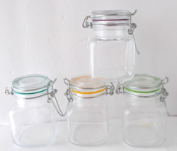 4X Small Storage Glass Jars Wire Metal Lock Lid Silicone Gasket Air-Tigh... - £15.50 GBP