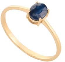 18K Gold Blue Sapphire Ring - £215.69 GBP