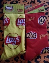 2-pair Lay&#39;s Chips &amp; Flamin&#39; Hot Cheetos Novelty Adult Socks Odd Funny Gift - £9.74 GBP