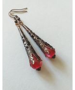 Victorian copper Earrings red Earrings Bohemian copper earrings Filigree... - $34.00