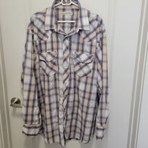 Roper Western Shirt Pearl Snap Long Sleeve Button Up Blue Plaid Men&#39;s 2X... - $17.86