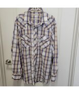 Roper Western Shirt Pearl Snap Long Sleeve Button Up Blue Plaid Men&#39;s 2X... - $324.65 MXN