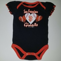 San Francisco Giants Baby Girl Bodysuit 12 Months Hearts Ruffled Sleeves... - $9.85