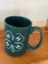 Green &amp; White 4-H Shamrock Large Ceramic Coffee Cup Mug – 4.5 inches hig... - £10.29 GBP