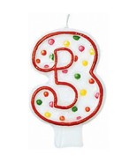 American Greetings Polka Dots #3 Flat Molded Candles, White/Red - €7,72 EUR