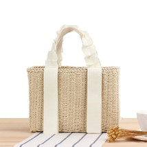 2021 spring new simple portable woven bag Japanese and Korean  pure color straw  - £99.34 GBP
