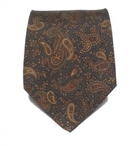 Robert Talbott Men Silk Dress Tie 3.5&quot; wide 58&quot; length Brown Paisley ITALY - £38.11 GBP