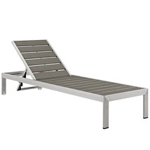 Outdoor Patio Aluminum Recliner Chaise Sun Lounger Chair Seating Silver Gray - £300.20 GBP