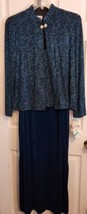 NWT Women&#39;s R&amp;M Richards Dress &amp; Bolero Jacket 2-Piece Teal Velvet Sz 16 Sparkle - £51.09 GBP