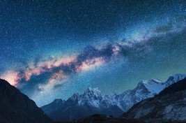 Milky Way Landscape Canvas Art, Night Landscape Print Canvas, Stretched - £47.82 GBP