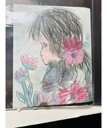 Original Pastel Art, Girl With Flowers, By Ann Platt 16”X 12” Circa 70’s - $24.14