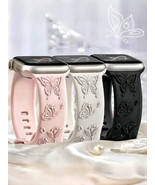 Floral Engraved Silicone Band for Apple Watch 38 49mm Soft Stylish Sport... - $93.57 MXN