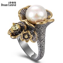 989 new arrived vintage ring for women flower style with olivine zircon white pearl hot thumb200