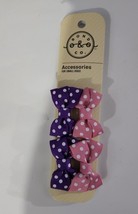 Bond &amp; Co Small Dog Accessories 2Pk Bows &amp; Clips Pink &amp; Purple Polka Dot - £5.98 GBP