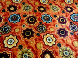 Blank Quilting cotton Fabric orange 44&quot; X 1 yard long Floral - £9.48 GBP