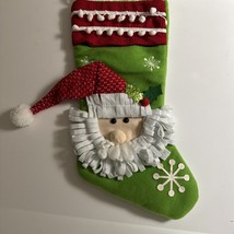 HOLIDAY TIME * SANTA FACE GREEN CHRISTMAS STOCKING * 20 INCHES ** CUTE* - £8.42 GBP