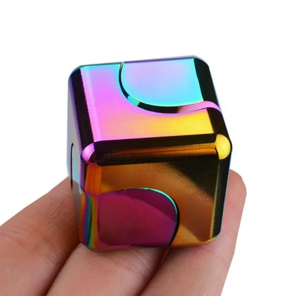 Colorful Square Fidget Spinner Magic Cube Metal Spinning Top Fidget Toy Desktop - £10.34 GBP