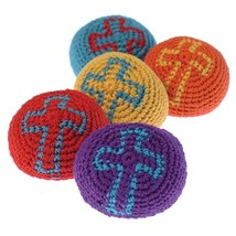 Lot of 12 Assorted Color Religious Christian Theme Cross Knitted Hackie Sacks - £22.04 GBP