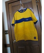 Vintage Ralph Lauren Polo Jeans Co Yellow Gold &amp; Navy Blue SS Shirt - Si... - £23.35 GBP