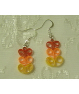 Handcrafted Paper Quill Triple Orange Hearts Earrings - £11.86 GBP