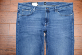 HUGO BOSS Uomo Maine Regular Media Blu Cotone Elastico Denim Jeans 46x34 - $68.59