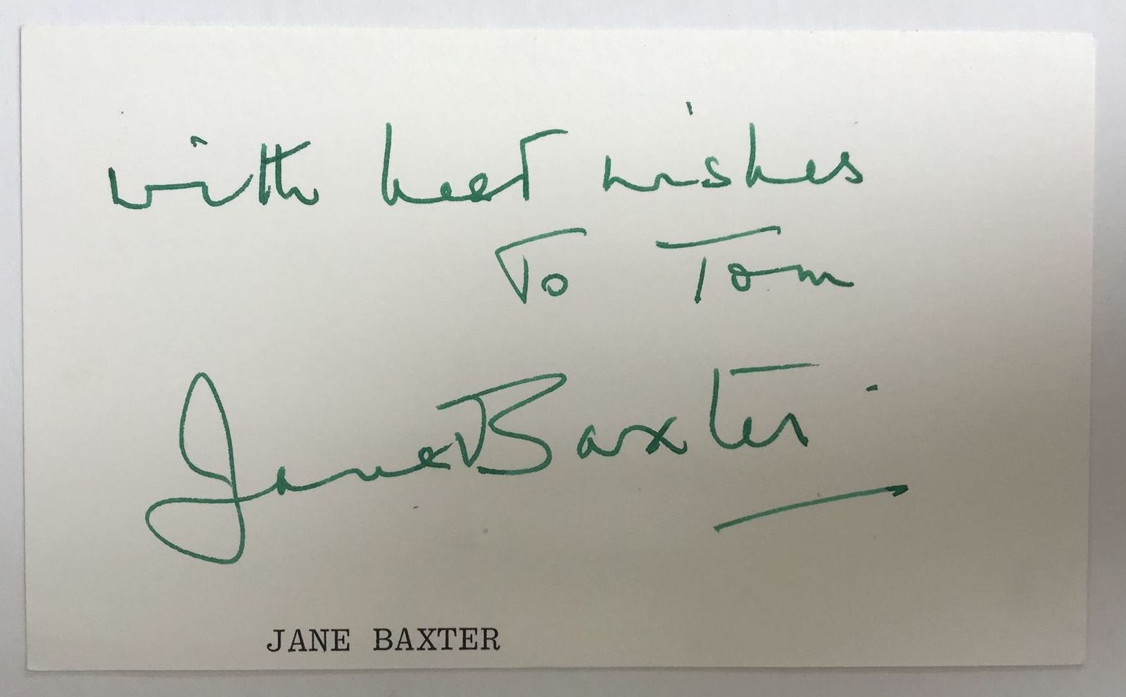 Primary image for Jane Baxter (d. 1996) Signed Autographed Vintage 3x5 Index Card
