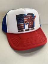 Vintage MTV Trucker Hat 4th Of July Hat snapback Unworn Red White Blue C... - £11.70 GBP