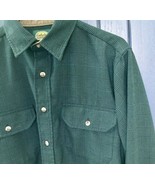Mens Vintage Cabelas Green Herringbone Plaid Button Front Shirt Medium U... - £14.01 GBP