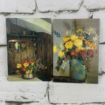 Vintage Postcard Lot Of 2 Floral Arrangements Farmhouse Yellow - £6.22 GBP