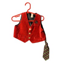 George Boys Infant baby Size 6 9 montsh Suit Vest With Tie Red Black - £6.02 GBP