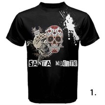 Man black t-shirt with the skulls and Mexican death Santa muerte print - £27.17 GBP