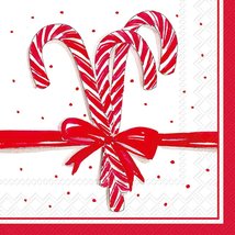 Christmas Paper Napkins Cocktail Napkins Christmas Napkins Red and White... - $15.20