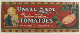 Vintage Paper Food Advertising Label UNCLE SAM Yakima Valley Tomatoes Wapato WA - £8.64 GBP