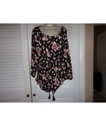 Victoria&#39;s Secret black w pink floral long sleeved romper L fringe hem - £14.99 GBP