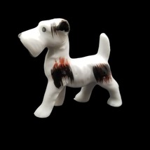 Vintage Dog figurine Wire Hair Terrier Dog Breed Figure Japan White Brown Black - £14.38 GBP