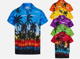 Mens Hawaiian Shirt Palm Tree Stag Fancy Party Shirt Summer Beach Aloha Holiday - £27.17 GBP