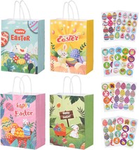 Easter Gift Bags with Stickers 16 Pieces Paper Bags with Handles 8 Sheet... - £19.46 GBP