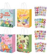 Easter Gift Bags with Stickers 16 Pieces Paper Bags with Handles 8 Sheet... - £19.59 GBP