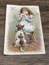 Vintage Antique James Pyle's Pearline Victorian Trading Card Girl Dog KG JD - $11.87