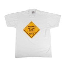 Vintage 90s L Novelty Gag Gift Shirt Beware of Glare Man Without Hair Ba... - £15.97 GBP