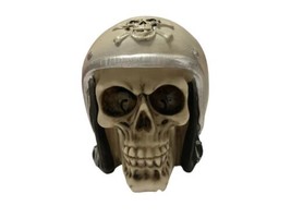 Day of The Dead Biker Skull Skeleton Head With White Helmet Mini Figurine 2-1/2” - £15.92 GBP