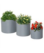 Set of 3 Stackable Round Outdoor Flower Pot Planters with Drainage Holes... - $3,430.34 MXN