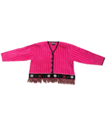Vintage BEREK Takako Sakon 2X/3X Beaded Fringe Sequin Chenille Cardigan ... - $168.08 CAD